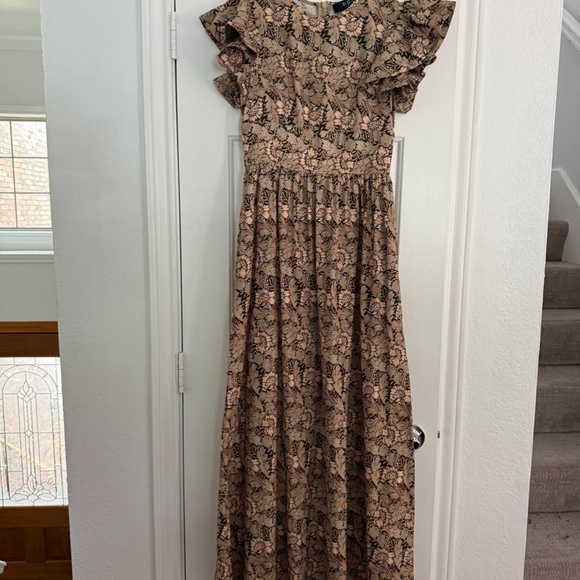Tuckernuck Floral Maxi Dress in Brown and Cream - Picture 3 of 12